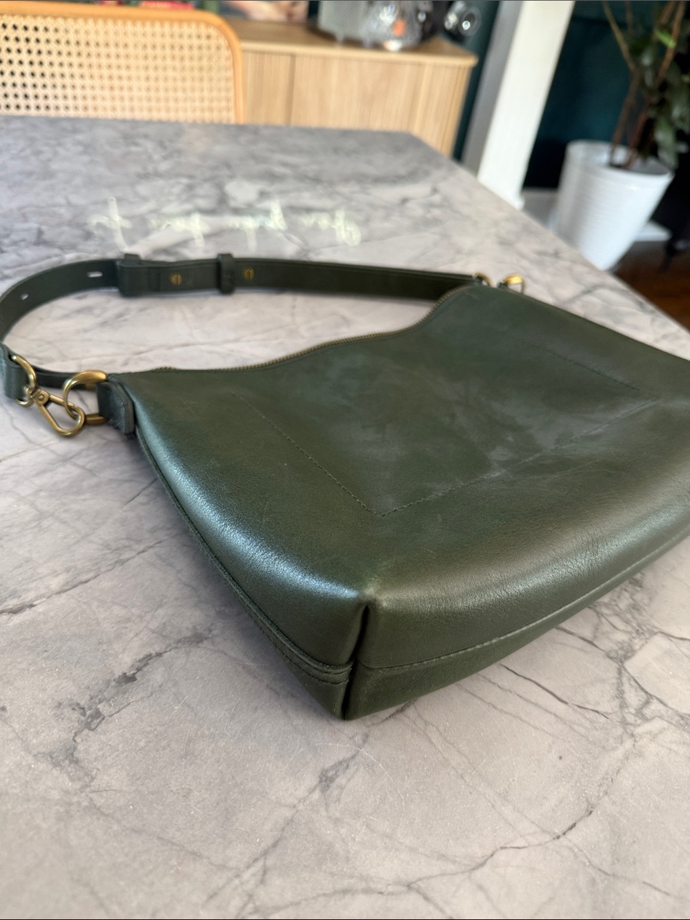 Madewell Zip-Top Transport Crossbody | Muted Olive Leather - Picture 9 of 9